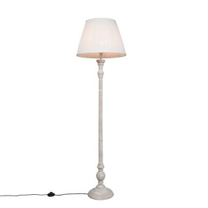 Rustic Floor Lamp Grey with White Pleated Lampshade - Classico