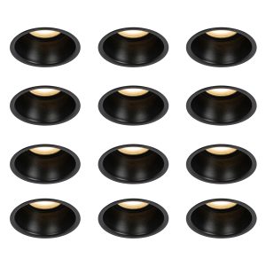 Set of 12 Black Recessed Spotlights GU10 50mm IP44 - Dept