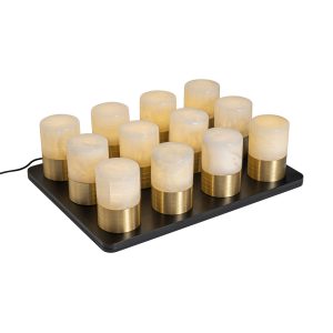 Set of 12 Gold RGBW Rechargeable Table Lamps Incl. Charging Station - Alessia