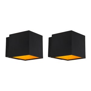 Set of 2 Design Wall Light Black/Gold Incl. LED - Caja