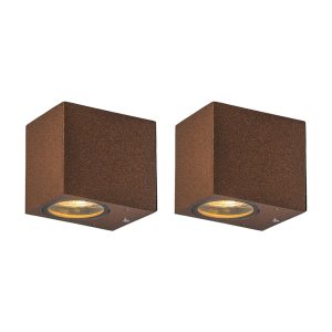 Set of 2 Industrial Wall Lights Rust Brown IP44 - Baleno