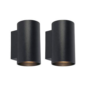 Set of 2 Modern Black Round Wall Light 2-Light - Sandy