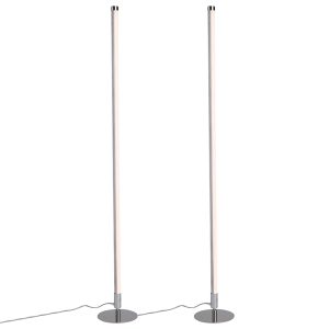 Set of 2 Modern LED Chrome Floor Lamps - Line-up