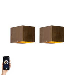 Set of 2 Smart Wall Lamps Dark Bronze 8 cm Incl. Wifi G9 - Transfer