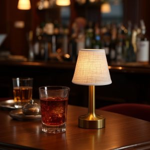Set of 2 Table Lamps Gold with Beige RGBW Rechargeable - Elise