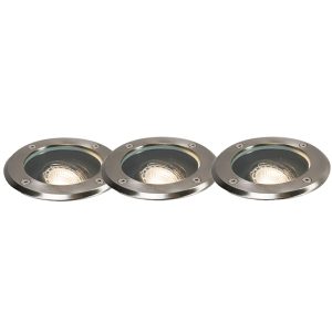Set of 3 Outdoor Ground Spotlights Steel Adjustable IP65 - Delux