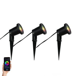 Set of 3 Smart Garden Spotlights Black Incl. Cable and Plug 230cm IP65 - Basic