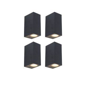 Set of 4 Modern Wall Light Black 2-Light IP44 - Baleno