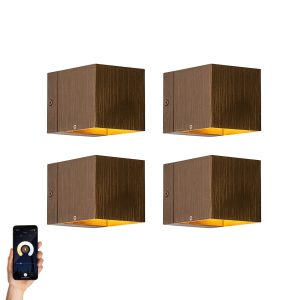 Set of 4 Smart Wall Lamps Dark Bronze 8 cm Incl. Wifi G9 - Transfer