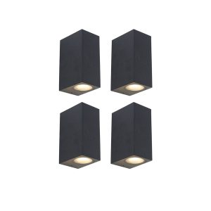 Set of 4 Smart Wall Lights Black IP44 Incl. 8 Wifi GU10 - Baleno