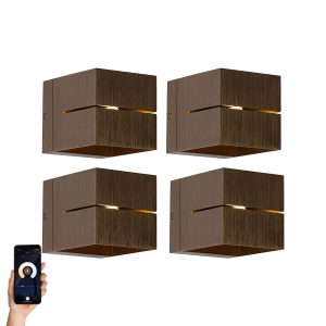 Set of 4 Smart Wall Lights Dark Bronze 9.7 cm Incl. WiFi G9 - Transfer Groove