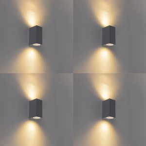Set of 4 Wall Light Dark Grey 2-Light IP44 - Baleno