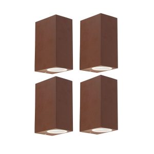 Set of 4 Wall Lights Rust Brown 2-Light IP44 - Baleno