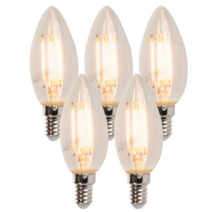 Set of 5 E14 Dimmable LED Candle Bulbs B35 5W 380LM 2700K