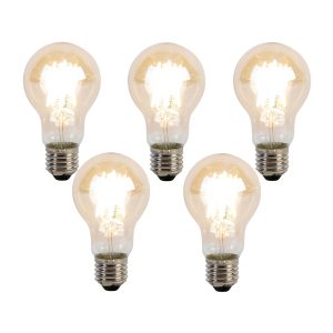 Set of 5 E27 Dimmable Kelvin LED Bulbs A60 Goldline 8W 806lm 2000-2700K