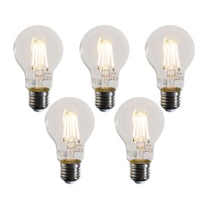 Set of 5 E27 Dimmable LED Bulbs A60 Clear 4W 470 lm 2700K