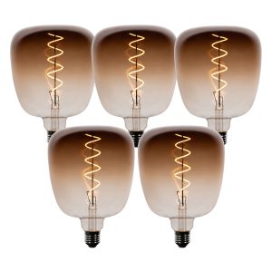 Set of 5 E27 Dimmable LED Bulbs G140 Brown 4.9W 110 lm 1800K