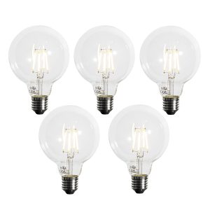 Set of 5 E27 Dimmable LED Bulbs G95 5W 450 lm 3000K
