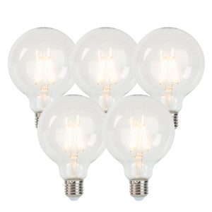 Set of 5 E27 Dimmable LED Bulbs G95 5W 470lm 2700K