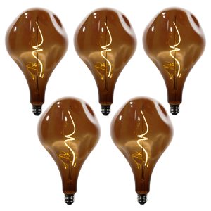 Set of 5 E27 Dimmable LED Bulbs PS160 Brown 4W 120 lm 1800K