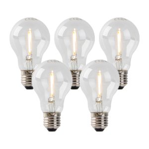 Set of 5 E27 LED Bulbs A60 1W 80LM 2200K