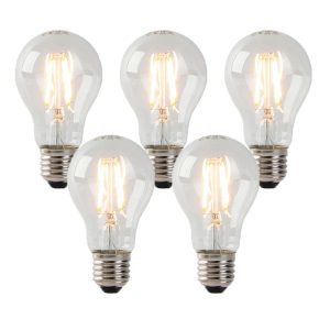 Set of 5 E27 LED Bulbs Clear 3W 250LM 2200K