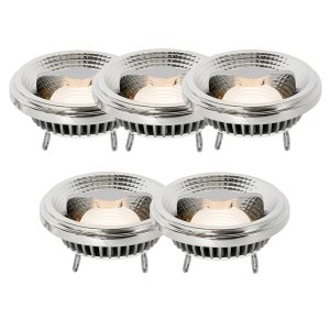 Set of 5 G53 Dimmable LED Bulbs AR111 12W 600lm 2700K