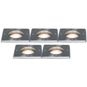 Set of 5 Ground Spotlights Steel IP65 - Basic Square