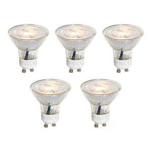 Set of 5 GU10 50mm 3-Step Dimmable Kelvin LED Bulbs Clear 4.5W 380 lm 2000-2700K