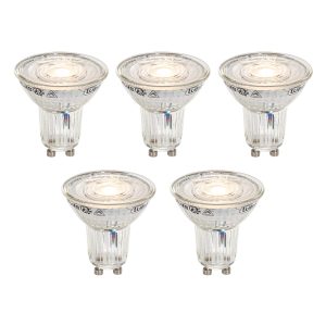 Set of 5 GU10 50mm Dimmable in Kelvin LED Bulbs Clear 4.9W 400 lm 2200-3000K