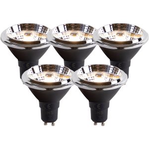 Set of 5 GU10 Dim to Warm LED Bulbs AR70 6W 2000K-3000K