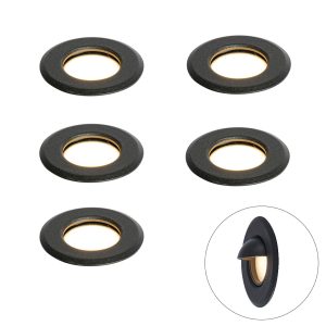Set of 5 Modern Ground Spots Black Incl. LED IP67 - Linsey