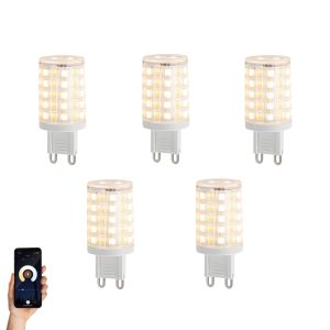 Set of 5 Smart G9 Dimmable LED Bulbs Clear 2.5W 250 lm 2700-6500K