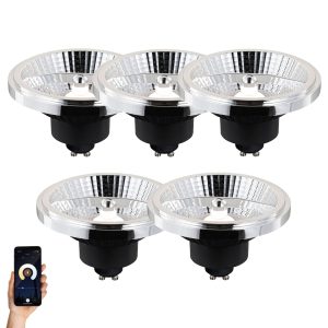 Set of 5 Smart GU10 Dimmable LED Bulbs AR111 10W 800 lm 2200 - 6500K