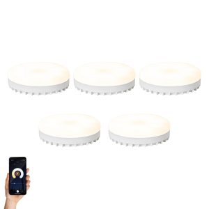Set of 5 Smart GX53 Dimmable LED Bulbs Opal 9W 806 lm 2700-6500K