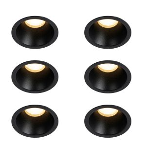 Set of 6 Black Recessed Spotlights GU10 35mm IP44 - Dept