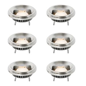 Set of 6 G53 Dimmable LED Bulbs 111mm 12W 600 lm 2700K
