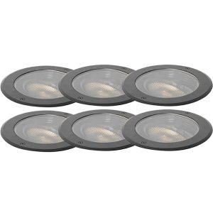 Set of 6 Ground Spot Black AR111 Adjustable IP65 - Delux Honey