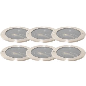 Set of 6 Ground Spotlights Steel AR111 Adjustable IP65 - Delux Honey