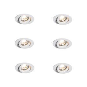 Set of 6 Modern Recessed Spotlights White 8.2cm Incl. LED IP54 Ultra Slim - Pupil