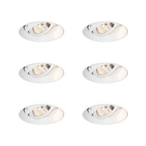 Set of 6 Modern Recessed Spotlights White GU10 AR70 Round Trimless - Oneon