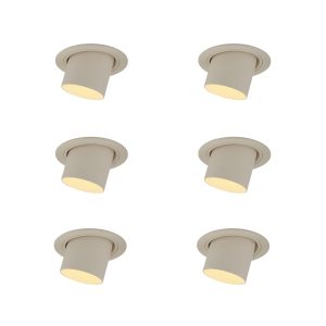 Set of 6 Recessed Spotlights Beige GU10 50mm Round Rotatable and Tiltable - Installa