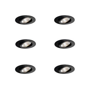 Set of 6 Recessed Spotlights Black 6.8cm Incl. LED 750 lm Dimmable IP65 - Gaius
