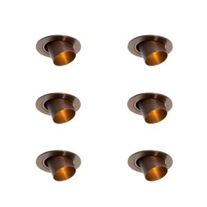 Set of 6 Recessed Spotlights Dark Bronze GU10 35mm Round Tiltable - Installa