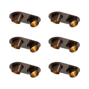 Set of 6 Recessed Spotlights Dark Bronze GU10 35mm Tiltable 2-Lights - Installa