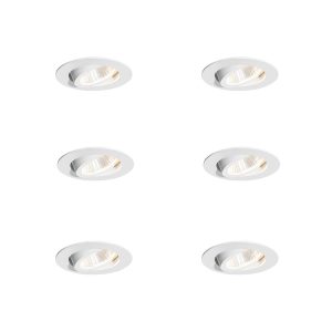 Set of 6 Recessed Spotlights White 6.8cm Incl. LED 750 lm Dimmable IP65 - Gaius