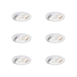 Set of 6 Recessed Spotlights White 9.5cm Incl. LED 1300 lm Dimmable IP65 - Gaius