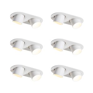 Set of 6 Recessed Spotlights White GU10 35mm Tiltable 2-Light - Installa