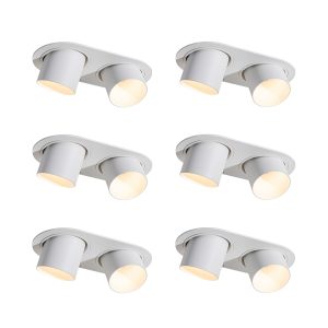 Set of 6 Recessed Spotlights White GU10 50mm 2-Light - Installa