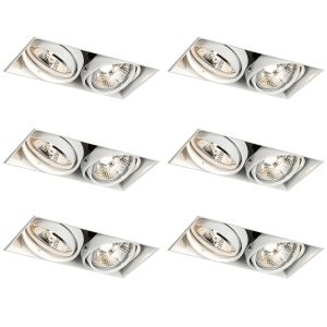 Set of 6 Recessed Spotlights White GU10 70mm 2-Light Trimless - Oneon